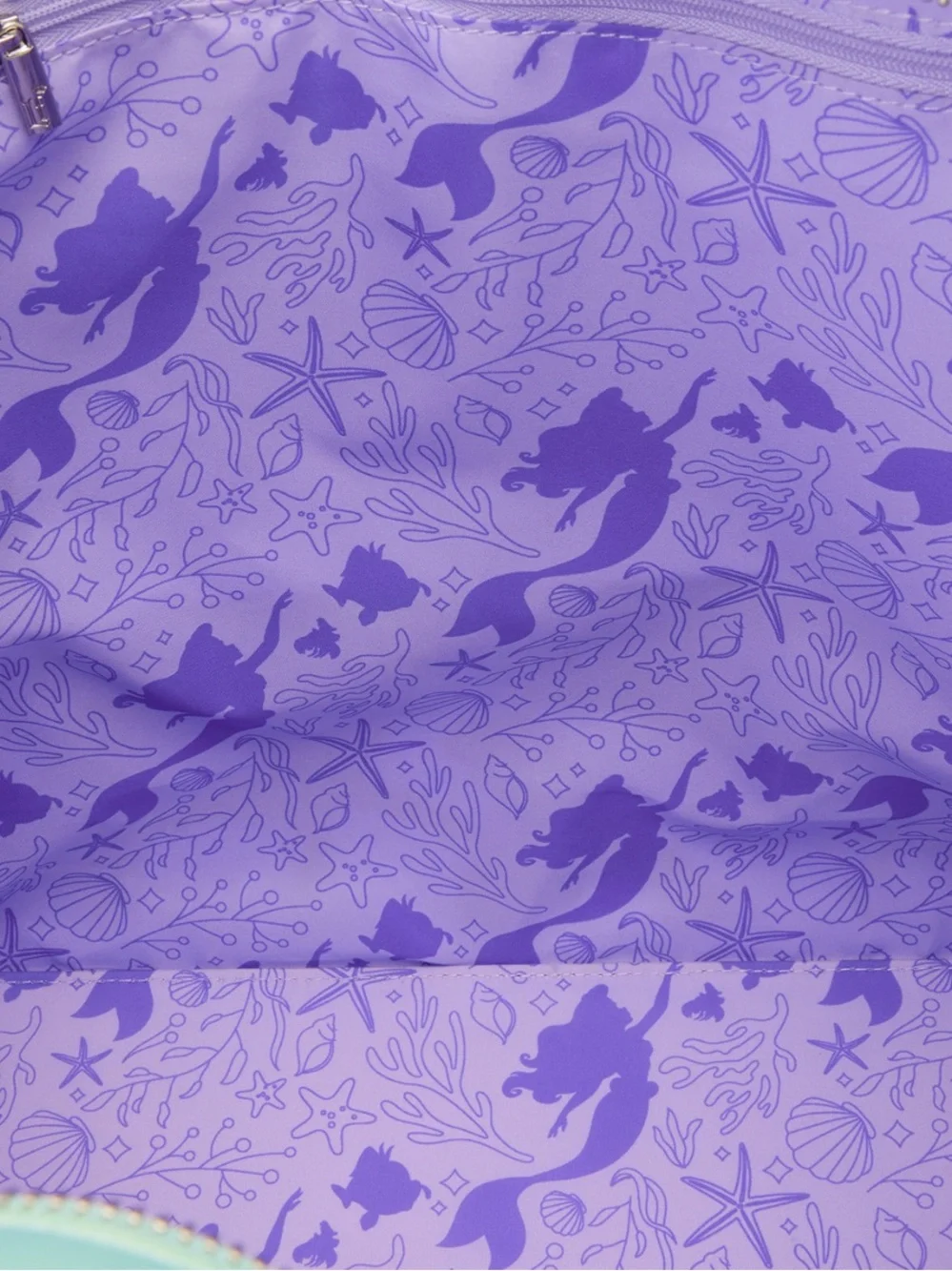 NWT Loungefly Disney Ariel Flounder Sebastian Little Mermaid Iridescent Tote Bag - Picture 5 of 5